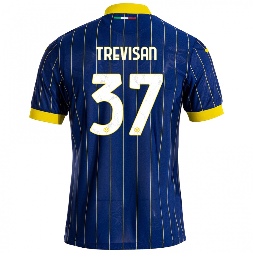 Mænd Michael Trevisan #37 Blå Gul Hjemmebane Spillertrøjer 2024/25 Trøje T-Shirt