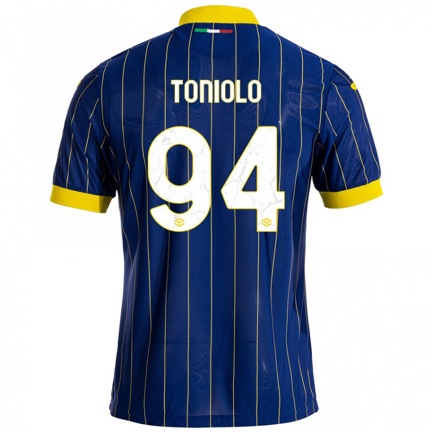 Mænd Giacomo Toniolo #94 Blå Gul Hjemmebane Spillertrøjer 2024/25 Trøje T-Shirt