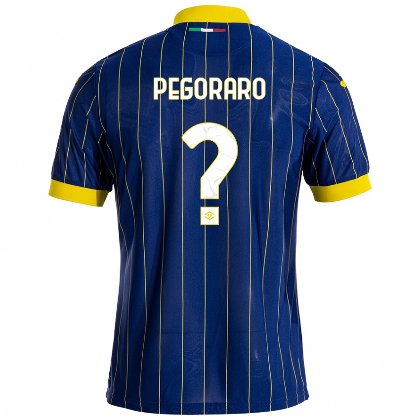 Mænd Leonardo Pegoraro #0 Blå Gul Hjemmebane Spillertrøjer 2024/25 Trøje T-Shirt