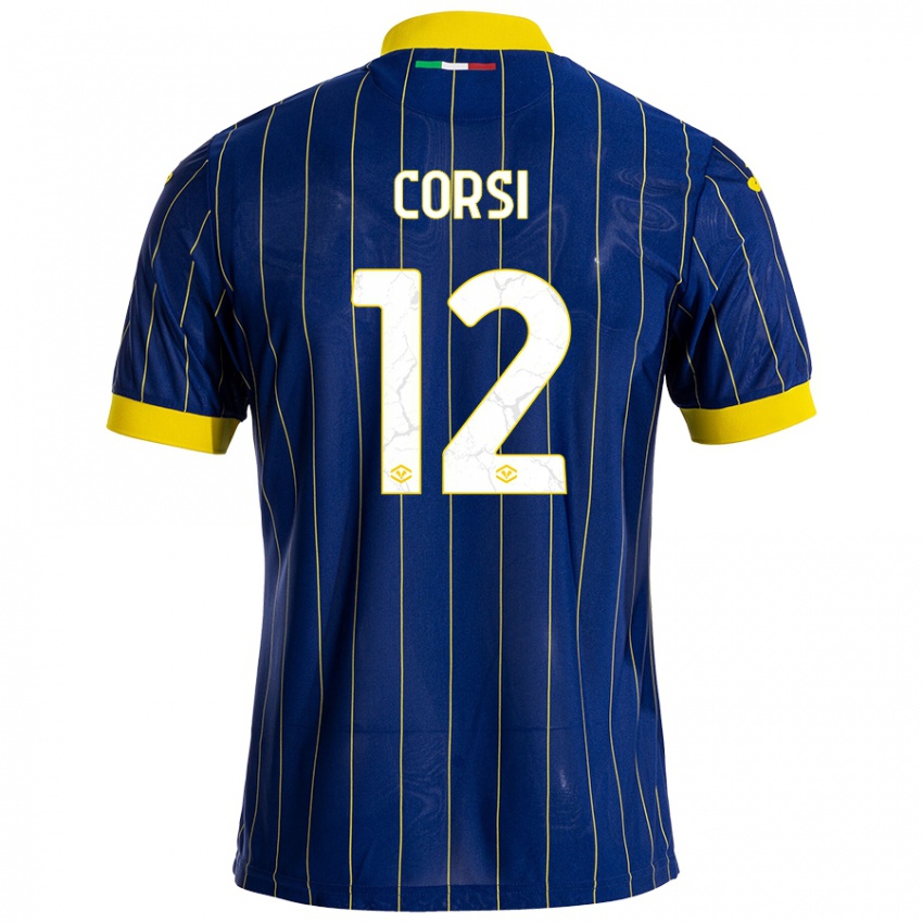 Mænd Sara Corsi #12 Blå Gul Hjemmebane Spillertrøjer 2024/25 Trøje T-Shirt