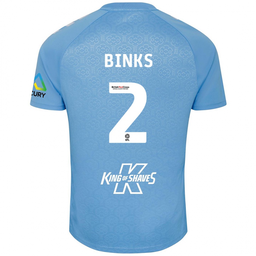 Mænd Luis Binks #2 Blå Hvid Hjemmebane Spillertrøjer 2024/25 Trøje T-Shirt