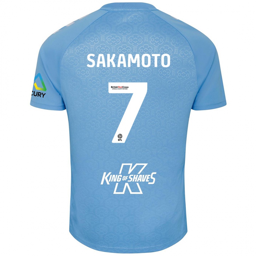 Mænd Tatsuhiro Sakamoto #7 Blå Hvid Hjemmebane Spillertrøjer 2024/25 Trøje T-Shirt