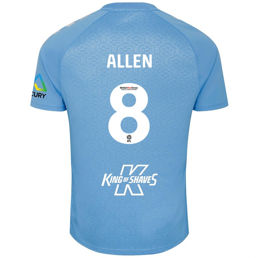 Mænd Jamie Allen #8 Blå Hvid Hjemmebane Spillertrøjer 2024/25 Trøje T-Shirt