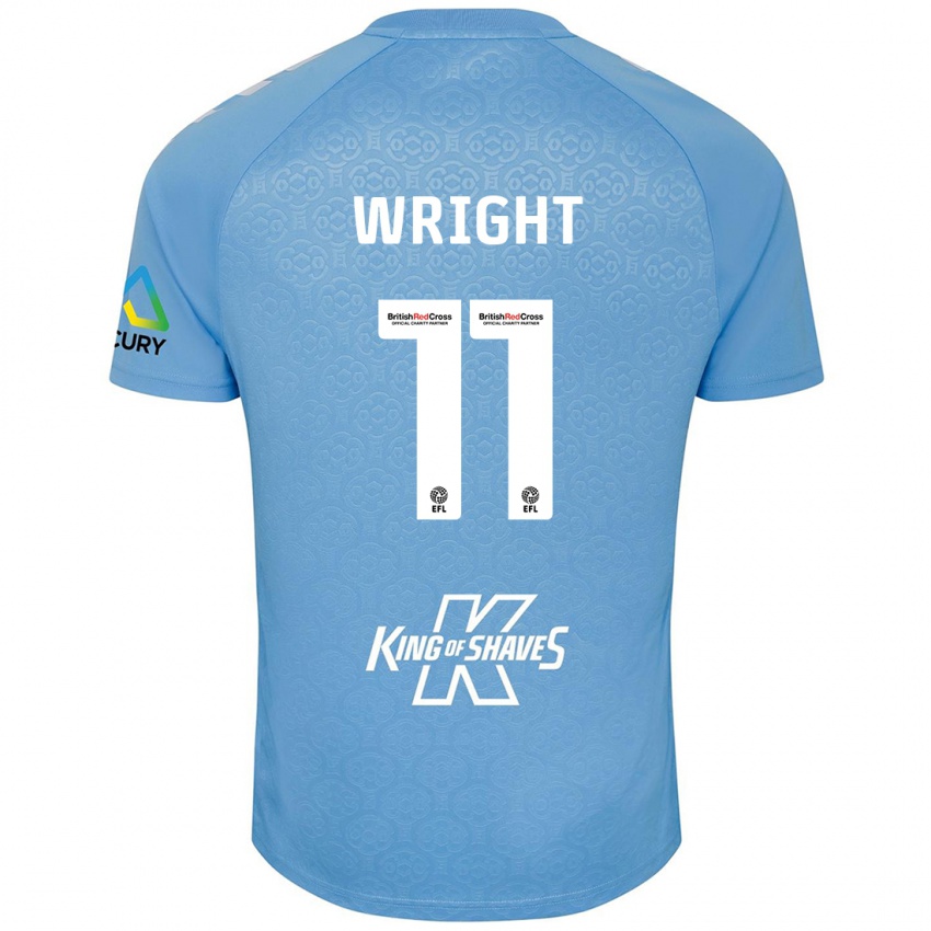 Mænd Haji Wright #11 Blå Hvid Hjemmebane Spillertrøjer 2024/25 Trøje T-Shirt