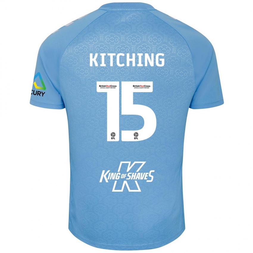 Mænd Liam Kitching #15 Blå Hvid Hjemmebane Spillertrøjer 2024/25 Trøje T-Shirt