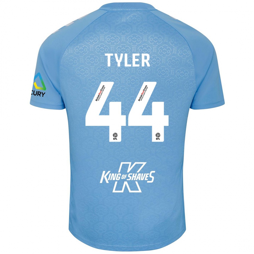 Mænd Cian Tyler #44 Blå Hvid Hjemmebane Spillertrøjer 2024/25 Trøje T-Shirt