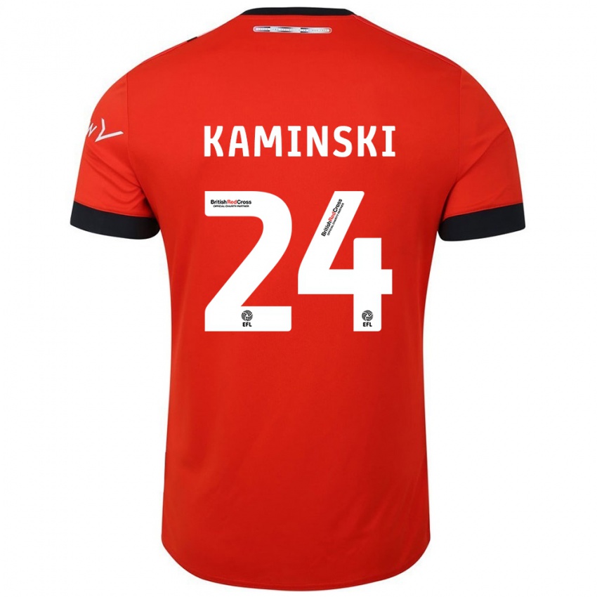 Mænd Thomas Kaminski #24 Orange Sort Hjemmebane Spillertrøjer 2024/25 Trøje T-Shirt