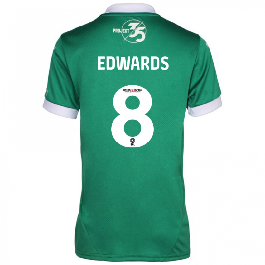 Mænd Joe Edwards #8 Grøn Hvid Hjemmebane Spillertrøjer 2024/25 Trøje T-Shirt