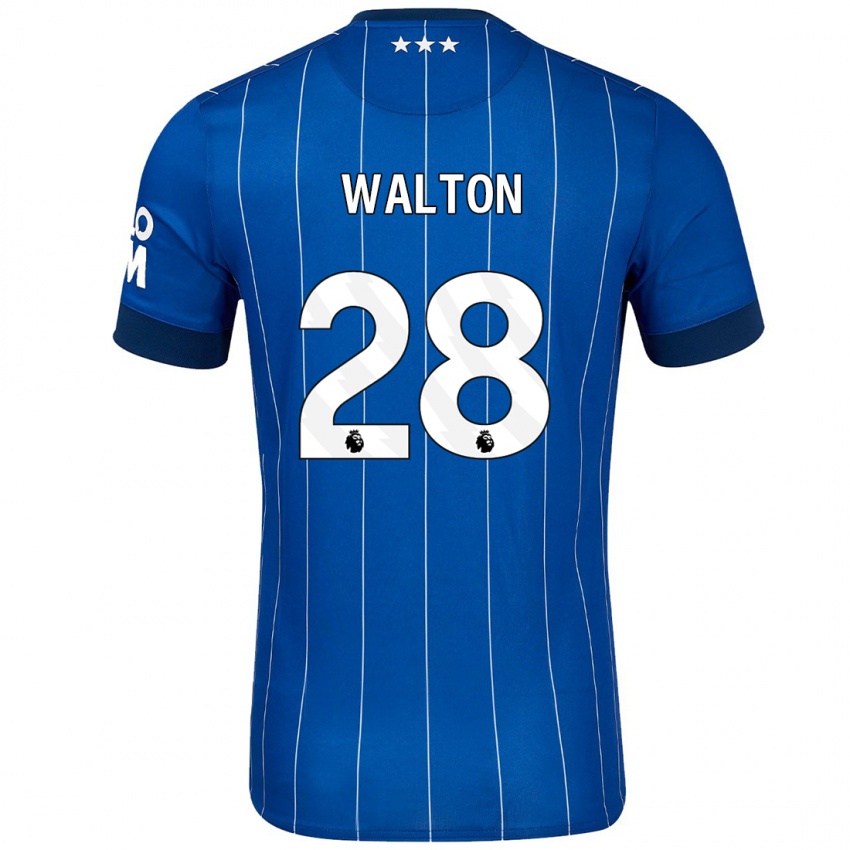 Mænd Christian Walton #28 Marineblå Hjemmebane Spillertrøjer 2024/25 Trøje T-Shirt