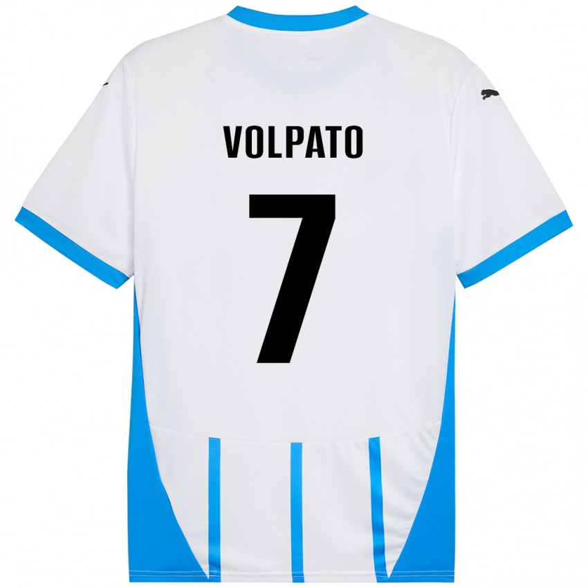 Mænd Cristian Volpato #7 Hvid Blå Udebane Spillertrøjer 2024/25 Trøje T-Shirt