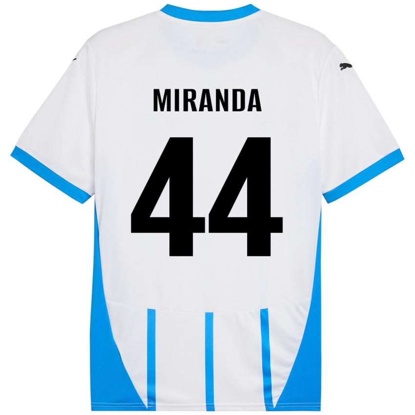 Mænd Kevin Miranda #44 Hvid Blå Udebane Spillertrøjer 2024/25 Trøje T-Shirt