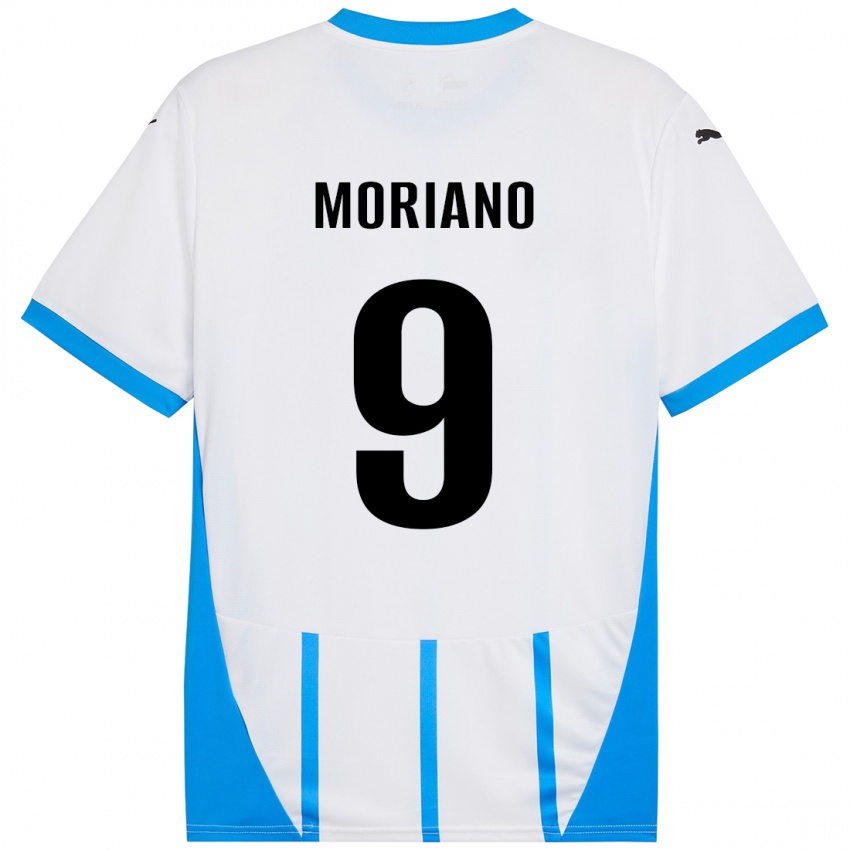 Mænd Andrea Moriano #9 Hvid Blå Udebane Spillertrøjer 2024/25 Trøje T-Shirt