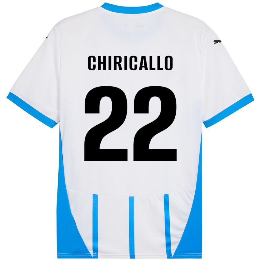 Mænd Giovanni Chiricallo #22 Hvid Blå Udebane Spillertrøjer 2024/25 Trøje T-Shirt