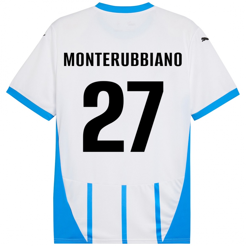 Mænd Valeria Monterubbiano #27 Hvid Blå Udebane Spillertrøjer 2024/25 Trøje T-Shirt