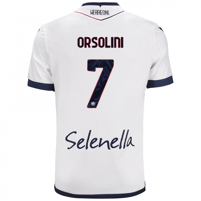 Mænd Riccardo Orsolini #7 Hvid Kongeblå Udebane Spillertrøjer 2024/25 Trøje T-Shirt