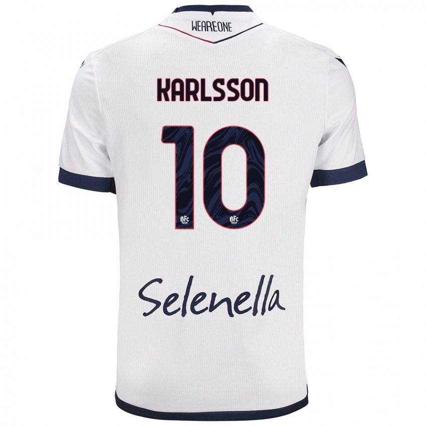 Mænd Jesper Karlsson #10 Hvid Kongeblå Udebane Spillertrøjer 2024/25 Trøje T-Shirt