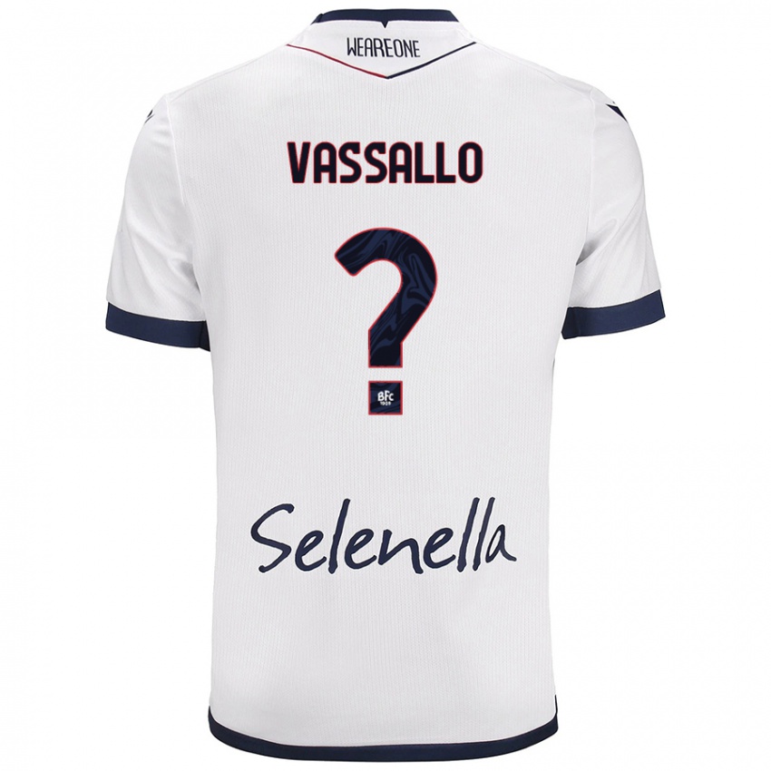 Mænd Giacomo Vassallo #0 Hvid Kongeblå Udebane Spillertrøjer 2024/25 Trøje T-Shirt