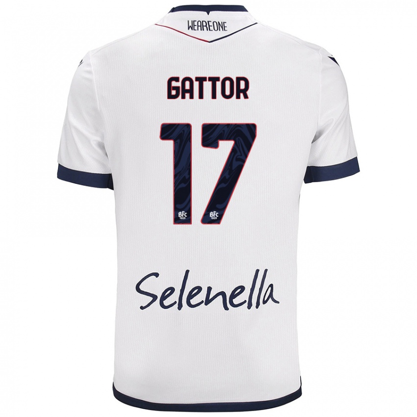 Mænd Gianluca Gattor #17 Hvid Kongeblå Udebane Spillertrøjer 2024/25 Trøje T-Shirt