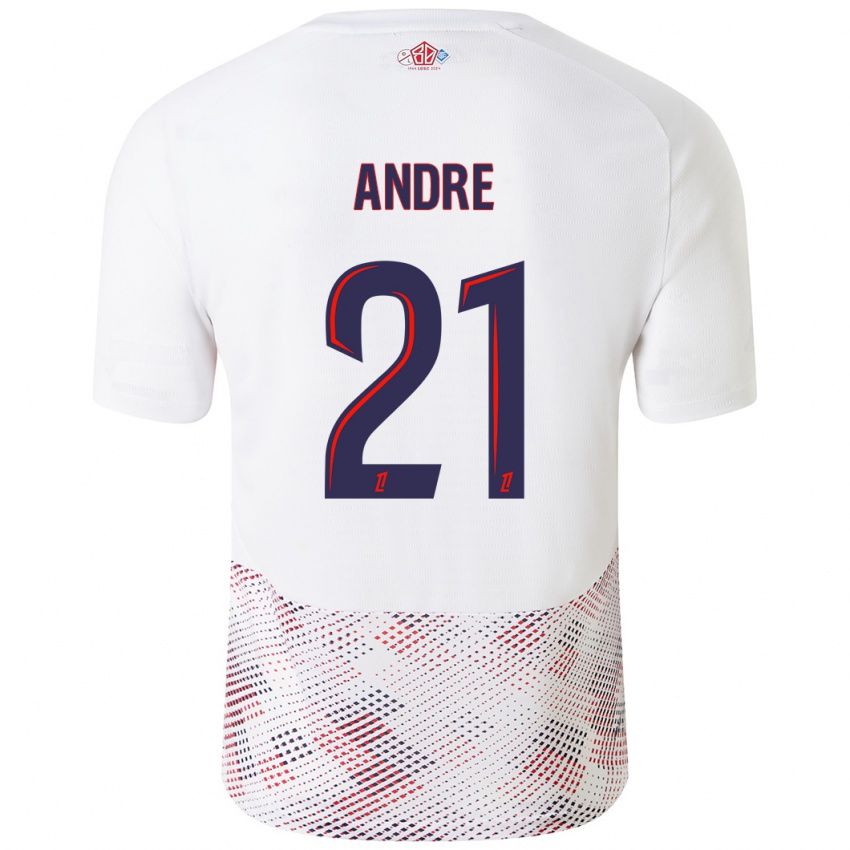 Mænd Benjamin Andre #21 Hvid Kongeblå Udebane Spillertrøjer 2024/25 Trøje T-Shirt