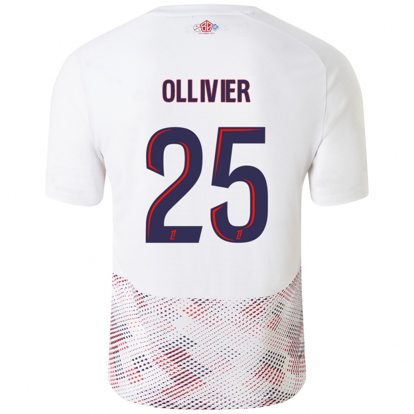 Mænd Agathe Ollivier #25 Hvid Kongeblå Udebane Spillertrøjer 2024/25 Trøje T-Shirt