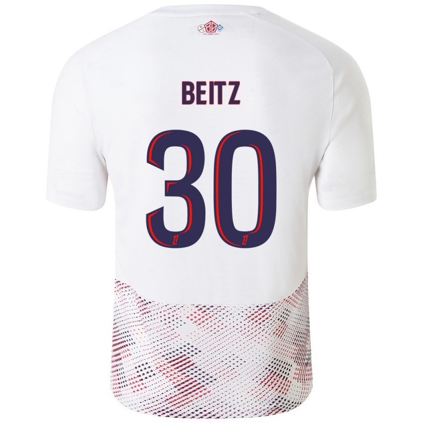 Mænd Taylor Beitz #30 Hvid Kongeblå Udebane Spillertrøjer 2024/25 Trøje T-Shirt