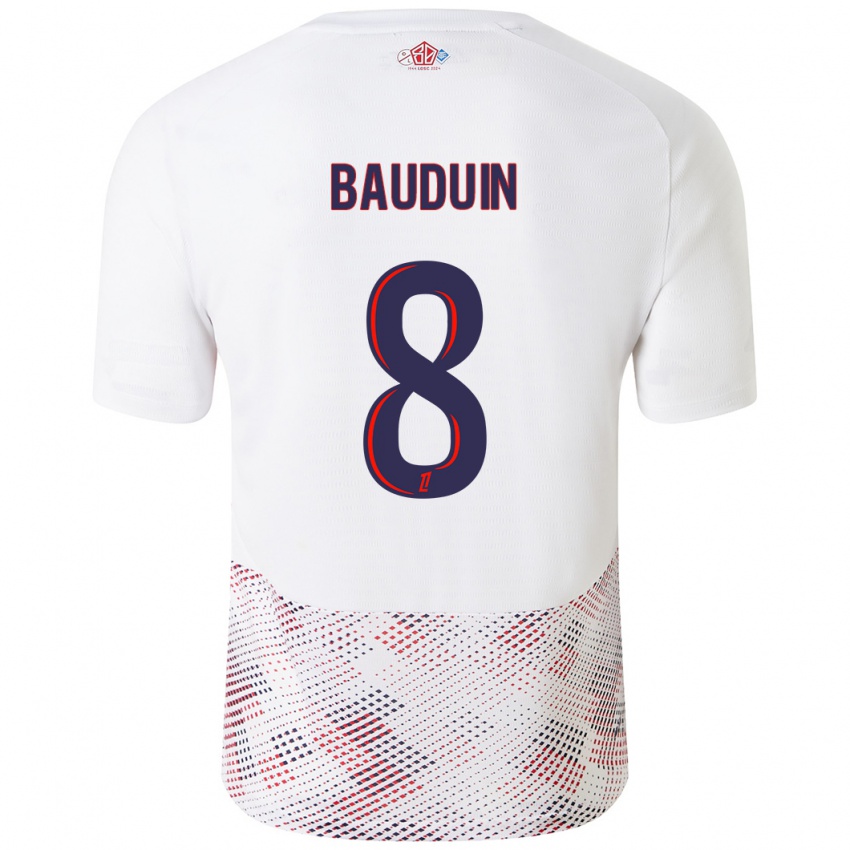 Mænd Justine Bauduin #8 Hvid Kongeblå Udebane Spillertrøjer 2024/25 Trøje T-Shirt