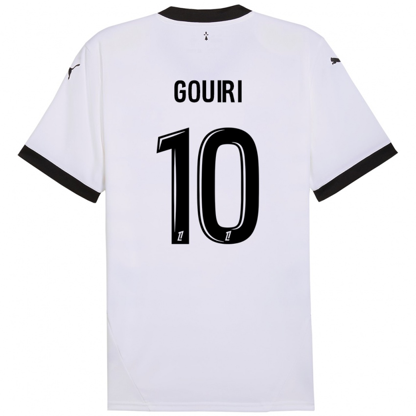 Mænd Amine Gouiri #10 Hvid Sort Udebane Spillertrøjer 2024/25 Trøje T-Shirt