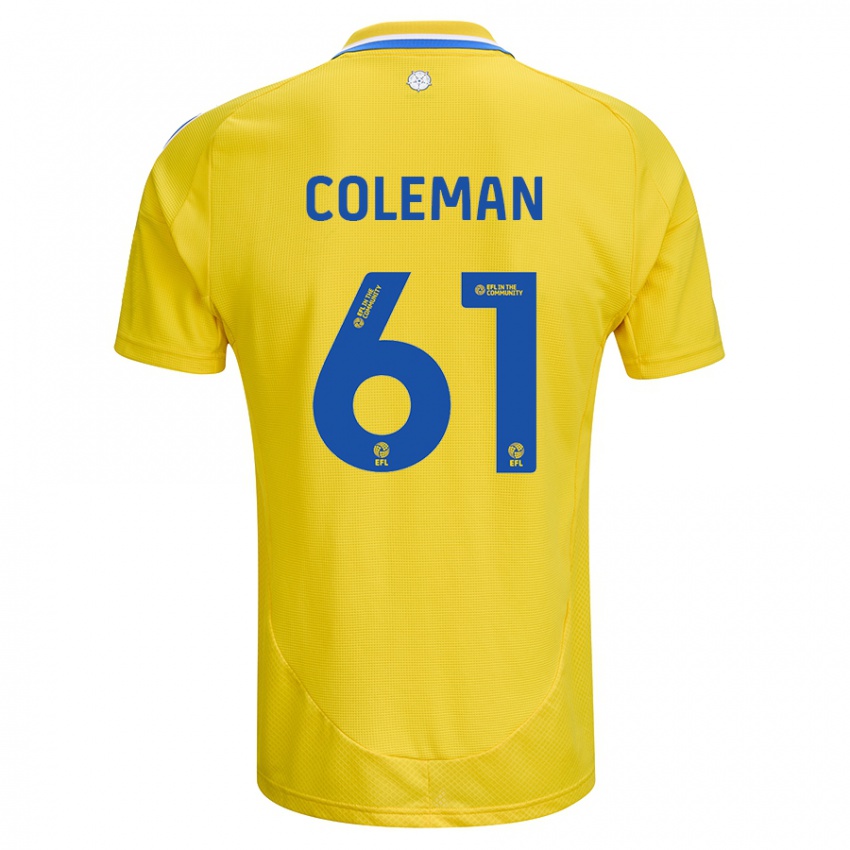 Mænd Cian Coleman #61 Gul Blå Udebane Spillertrøjer 2024/25 Trøje T-Shirt