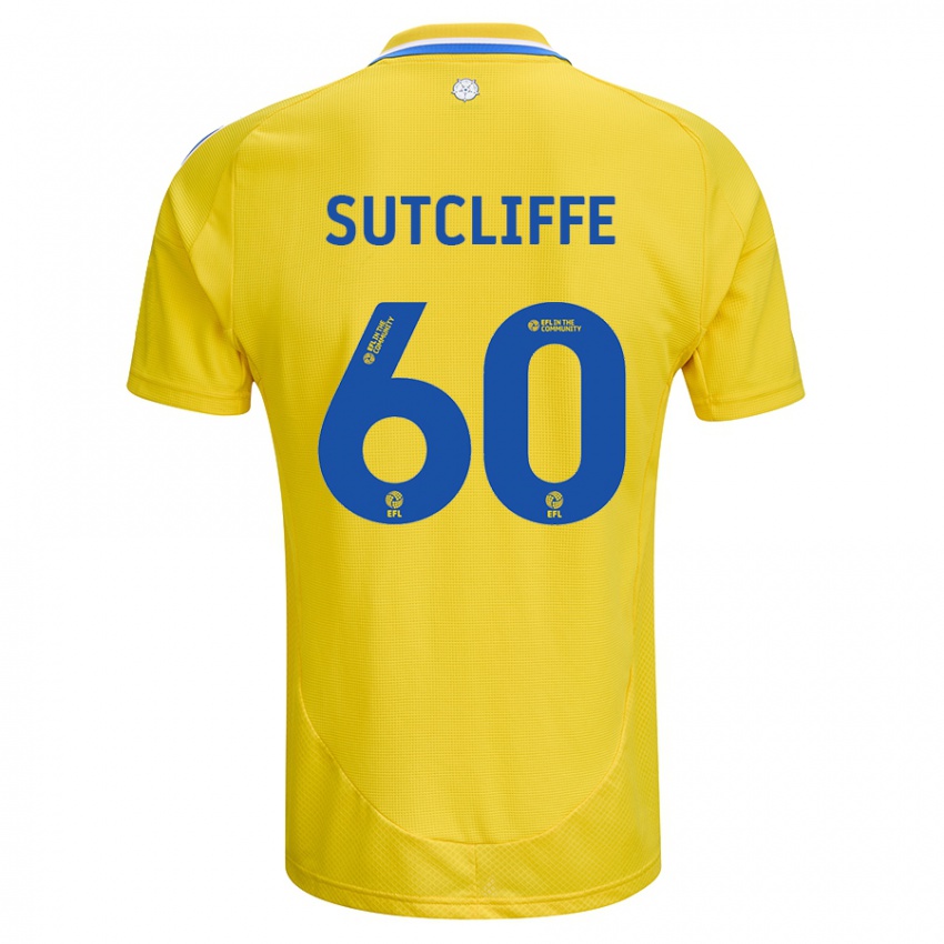 Mænd Harvey Sutcliffe #60 Gul Blå Udebane Spillertrøjer 2024/25 Trøje T-Shirt