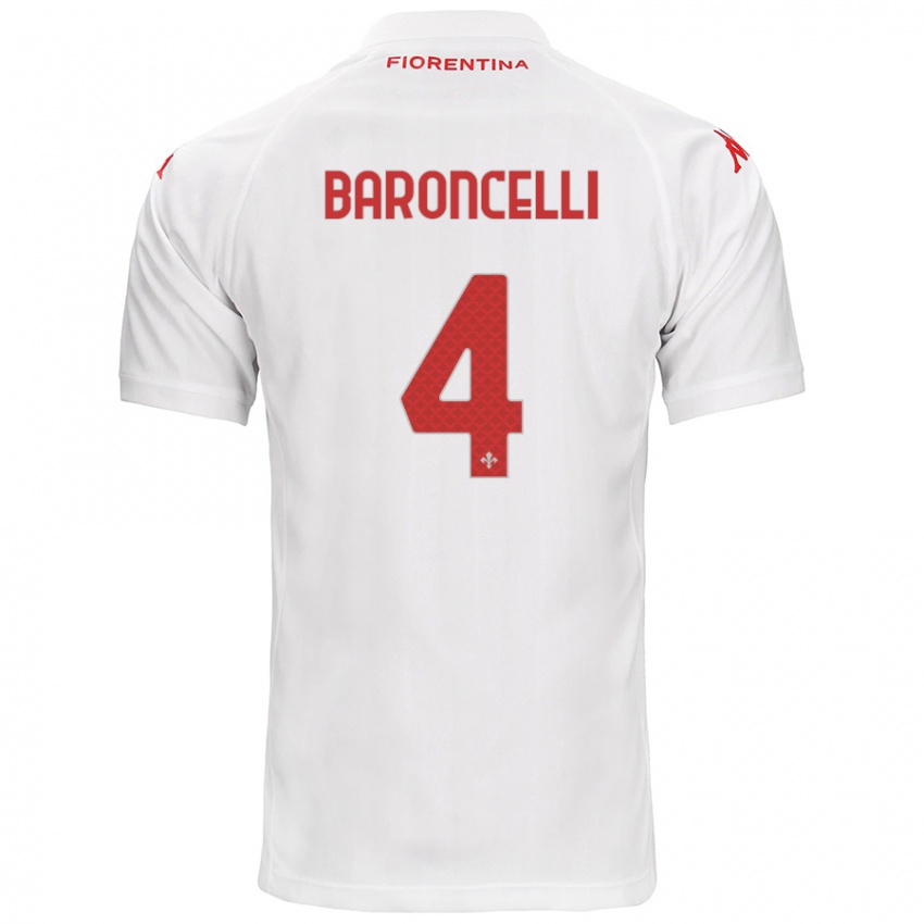 Mænd Leonardo Baroncelli #4 Hvid Udebane Spillertrøjer 2024/25 Trøje T-Shirt