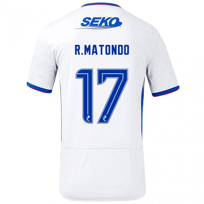 Mænd Rabbi Matondo #17 Hvid Blå Udebane Spillertrøjer 2024/25 Trøje T-Shirt