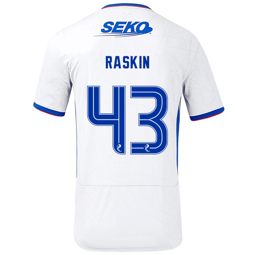 Mænd Nicolas Raskin #43 Hvid Blå Udebane Spillertrøjer 2024/25 Trøje T-Shirt