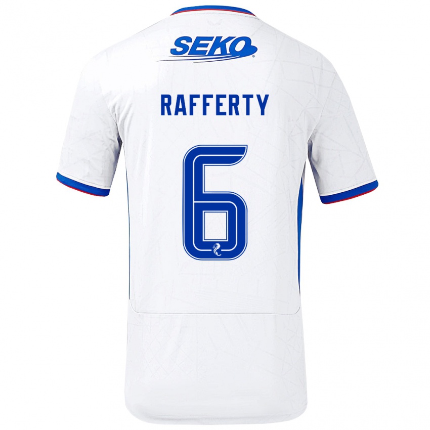 Mænd Laura Rafferty #6 Hvid Blå Udebane Spillertrøjer 2024/25 Trøje T-Shirt