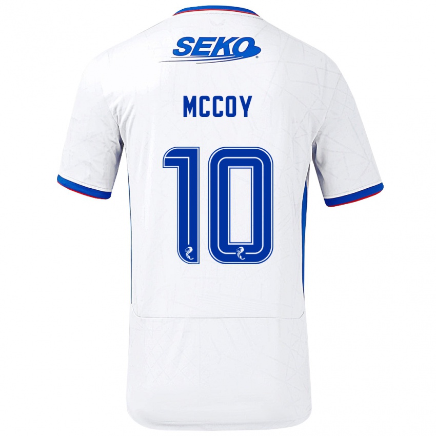 Mænd Kayla Mccoy #10 Hvid Blå Udebane Spillertrøjer 2024/25 Trøje T-Shirt