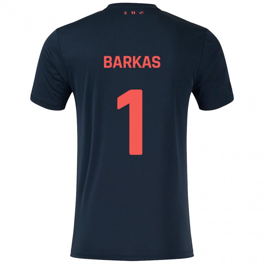 Mænd Vasilios Barkas #1 Sort Rød Udebane Spillertrøjer 2024/25 Trøje T-Shirt