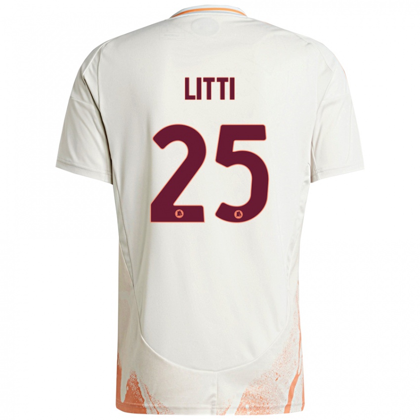 Mænd Marco Litti #25 Creme Hvid Orange Udebane Spillertrøjer 2024/25 Trøje T-Shirt