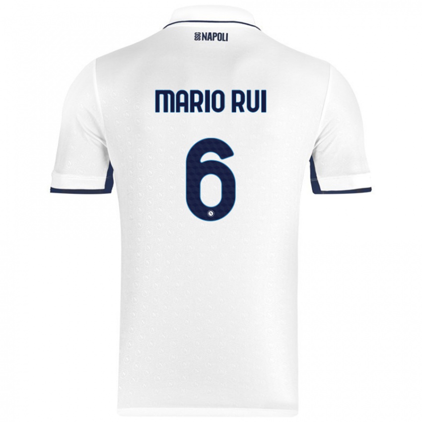 Mænd Mario Rui #6 Hvid Kongeblå Udebane Spillertrøjer 2024/25 Trøje T-Shirt