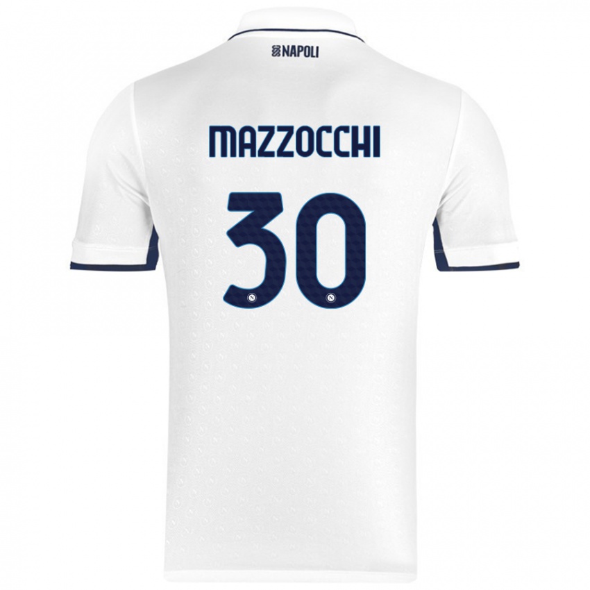 Mænd Pasquale Mazzocchi #30 Hvid Kongeblå Udebane Spillertrøjer 2024/25 Trøje T-Shirt