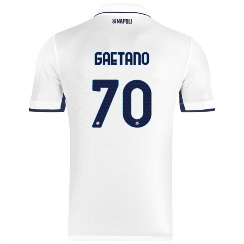 Mænd Gianluca Gaetano #70 Hvid Kongeblå Udebane Spillertrøjer 2024/25 Trøje T-Shirt