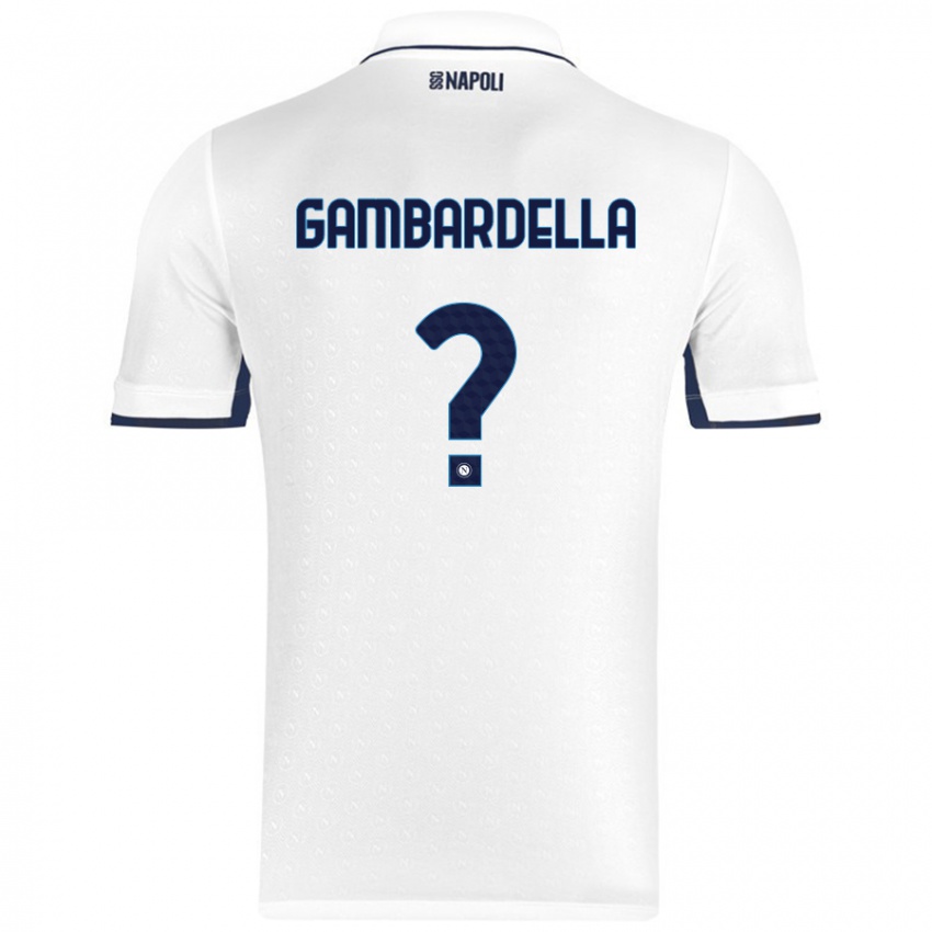 Mænd Vittorio Gambardella #0 Hvid Kongeblå Udebane Spillertrøjer 2024/25 Trøje T-Shirt