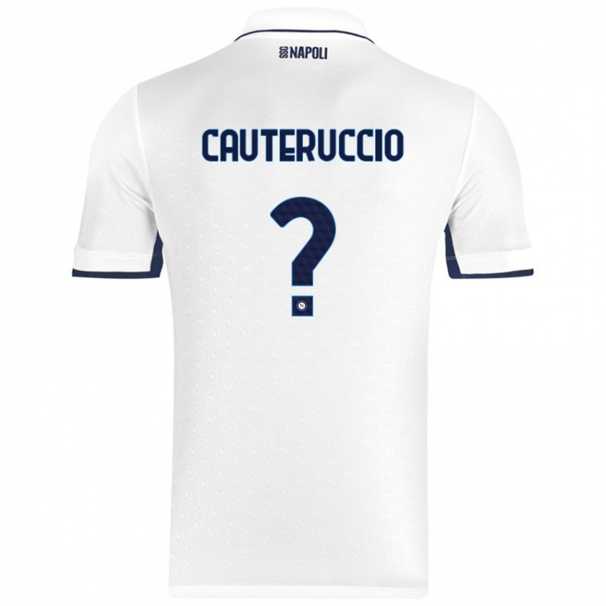 Mænd Walter Cauteruccio #0 Hvid Kongeblå Udebane Spillertrøjer 2024/25 Trøje T-Shirt