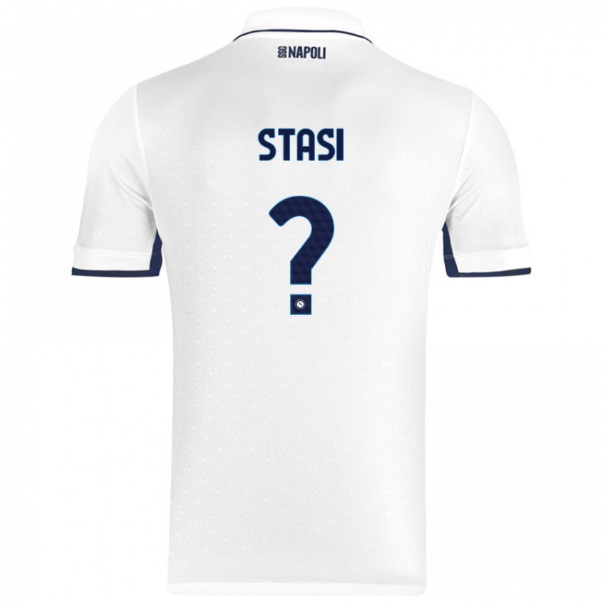 Mænd Pasquale Stasi #0 Hvid Kongeblå Udebane Spillertrøjer 2024/25 Trøje T-Shirt