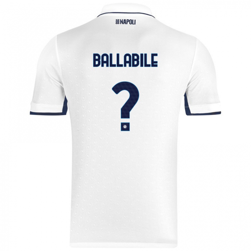 Mænd Ernesto Ballabile #0 Hvid Kongeblå Udebane Spillertrøjer 2024/25 Trøje T-Shirt