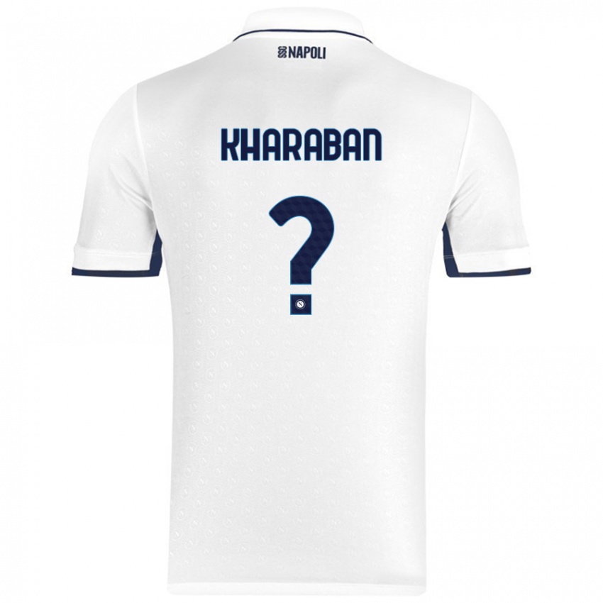 Mænd Vitaliy Kharaban #0 Hvid Kongeblå Udebane Spillertrøjer 2024/25 Trøje T-Shirt