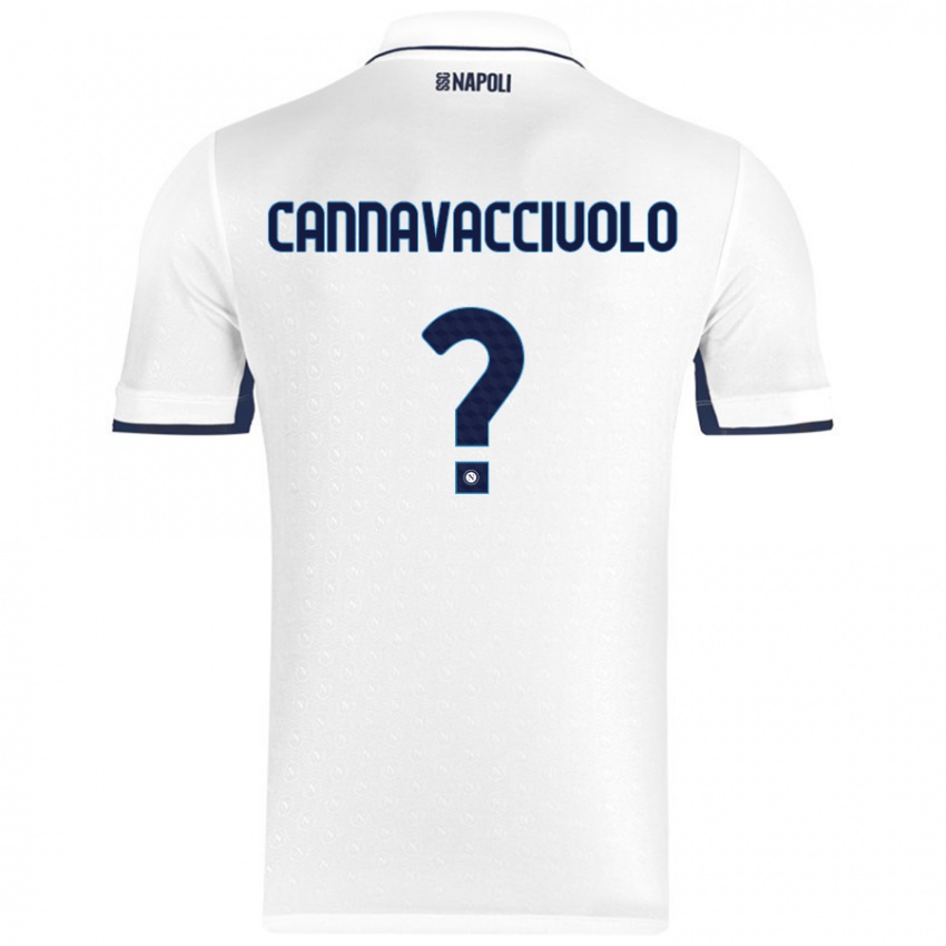 Mænd Luigi Pio Cannavacciuolo #0 Hvid Kongeblå Udebane Spillertrøjer 2024/25 Trøje T-Shirt