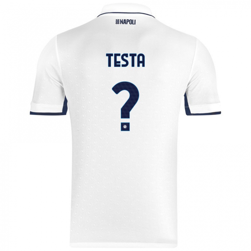 Mænd Vincenzo Testa #0 Hvid Kongeblå Udebane Spillertrøjer 2024/25 Trøje T-Shirt