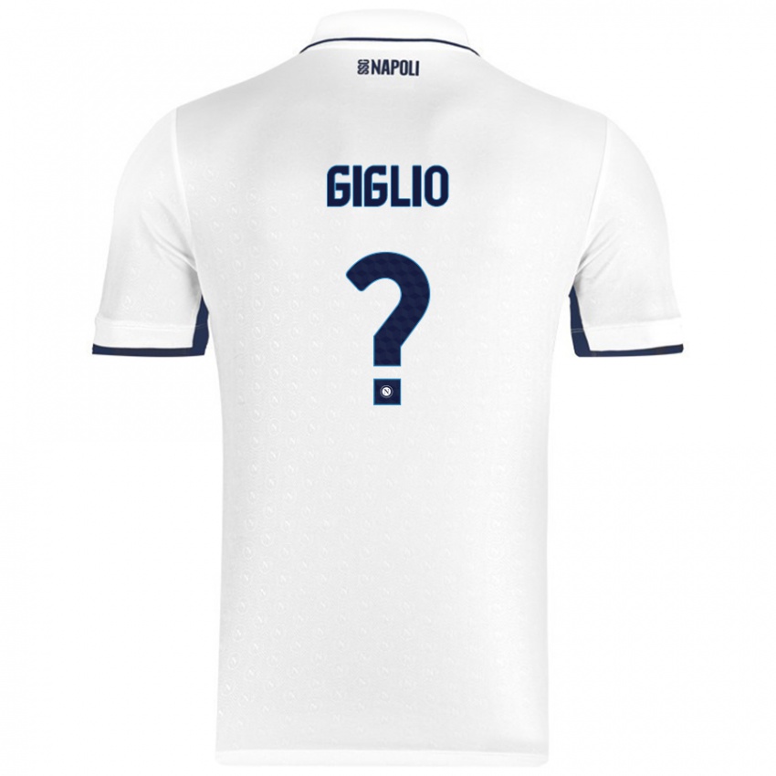 Mænd Angelo Giglio #0 Hvid Kongeblå Udebane Spillertrøjer 2024/25 Trøje T-Shirt