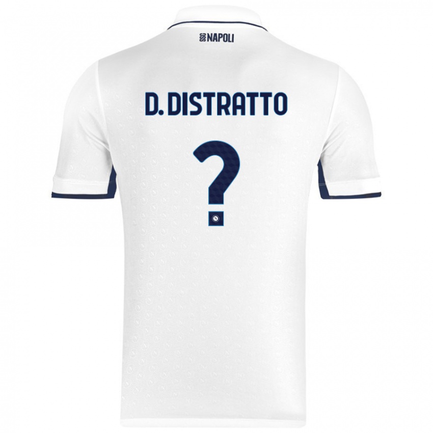 Mænd Donato Distratto #0 Hvid Kongeblå Udebane Spillertrøjer 2024/25 Trøje T-Shirt