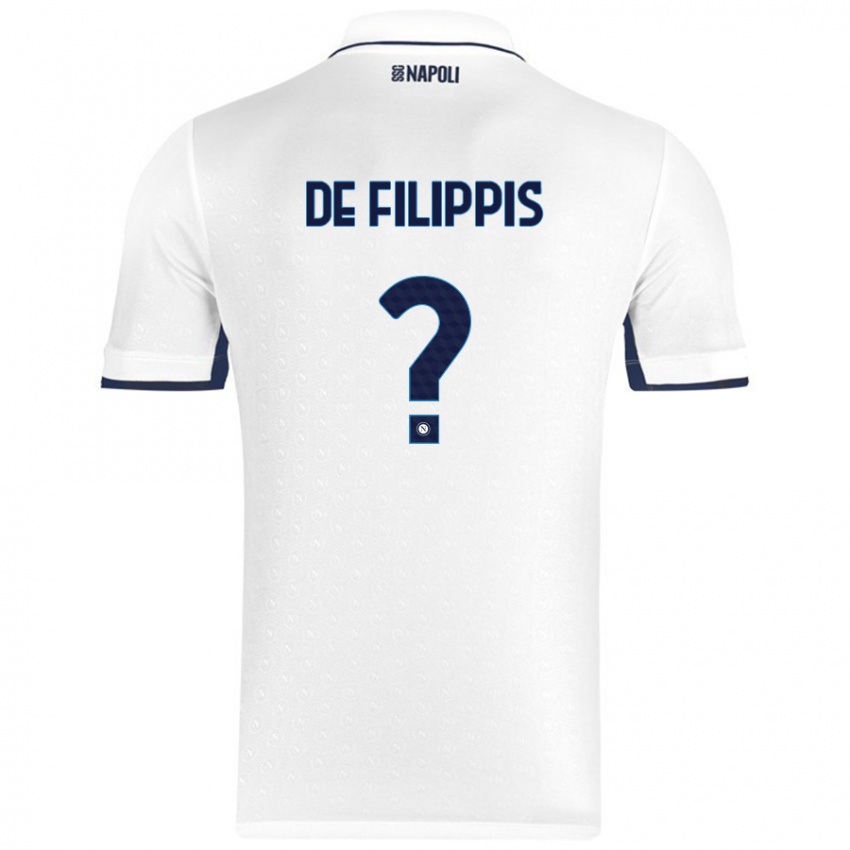 Mænd Antonio De Filippis #0 Hvid Kongeblå Udebane Spillertrøjer 2024/25 Trøje T-Shirt