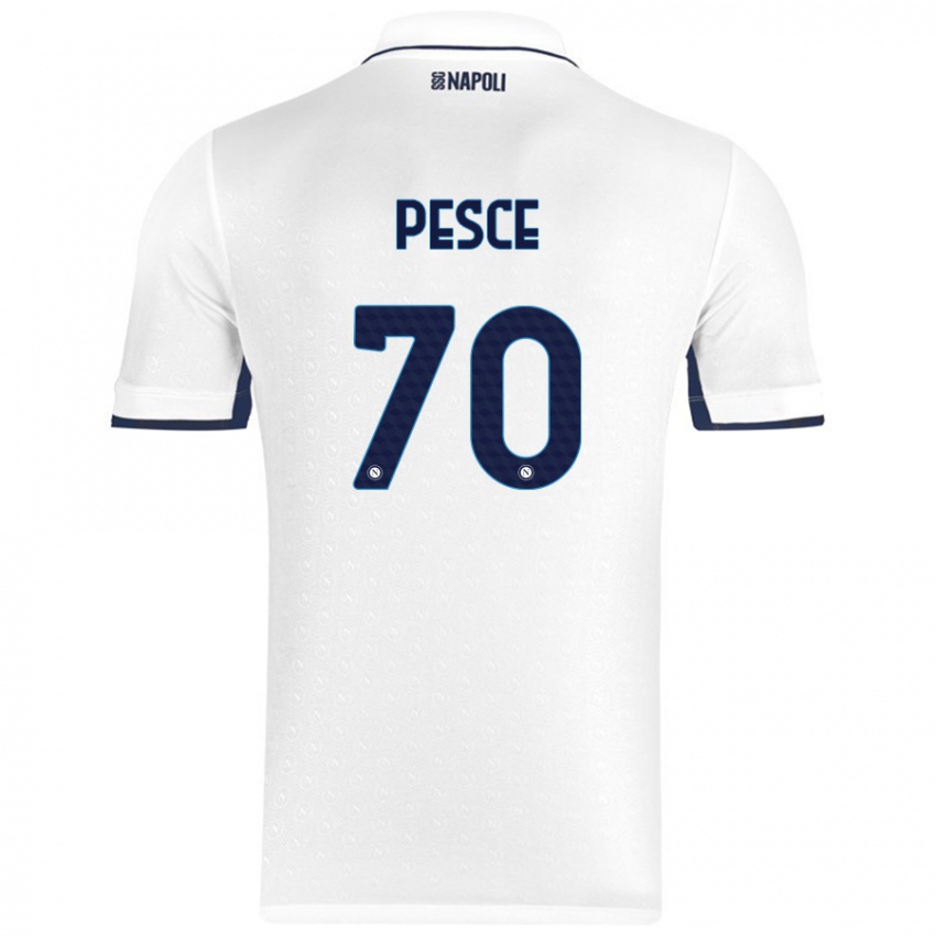 Mænd Antonio Pesce #70 Hvid Kongeblå Udebane Spillertrøjer 2024/25 Trøje T-Shirt